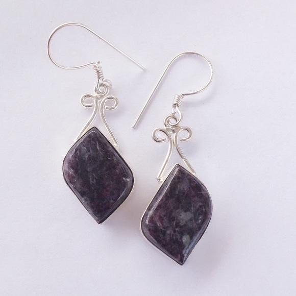 Natural Charoite Earrings - Picture 5 of 5
